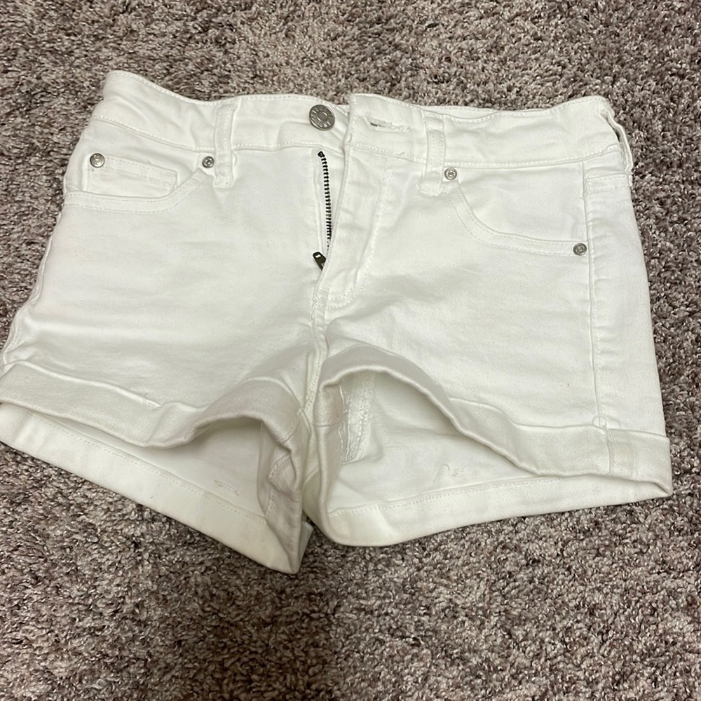 white denim shorts